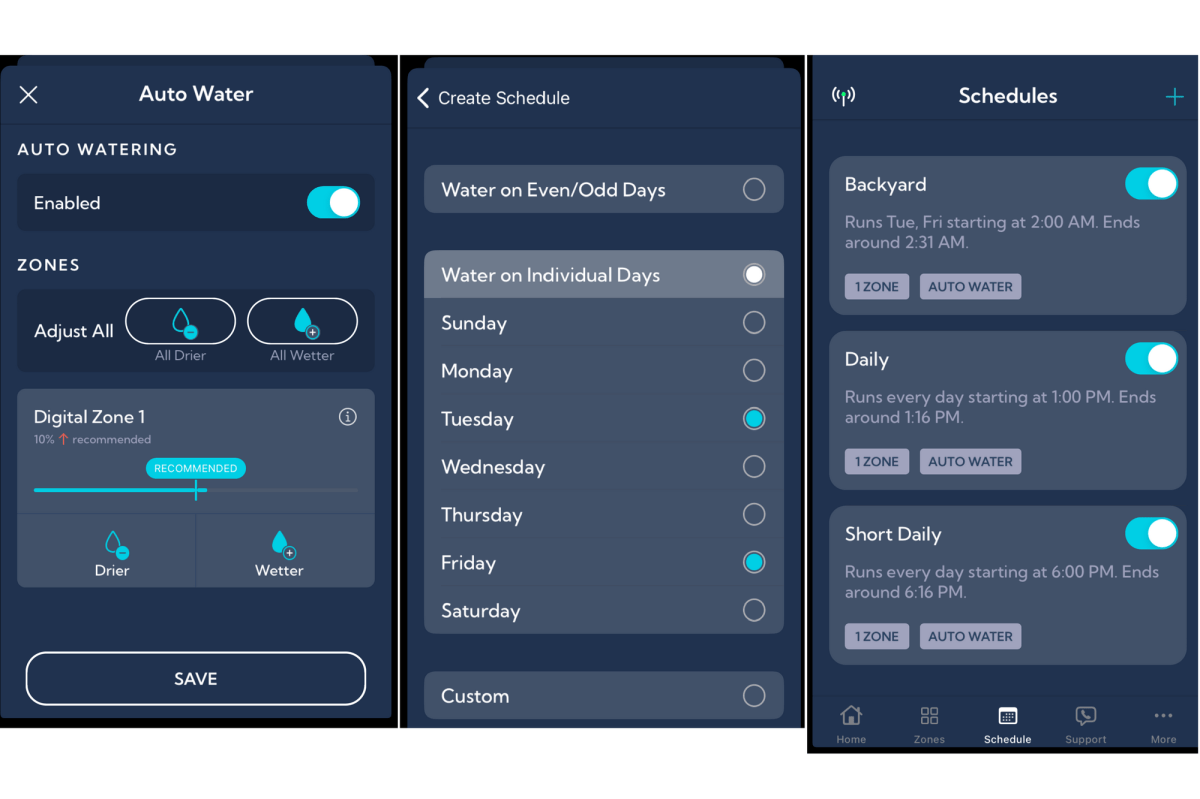 Irrigreen app screenshots